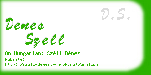 denes szell business card